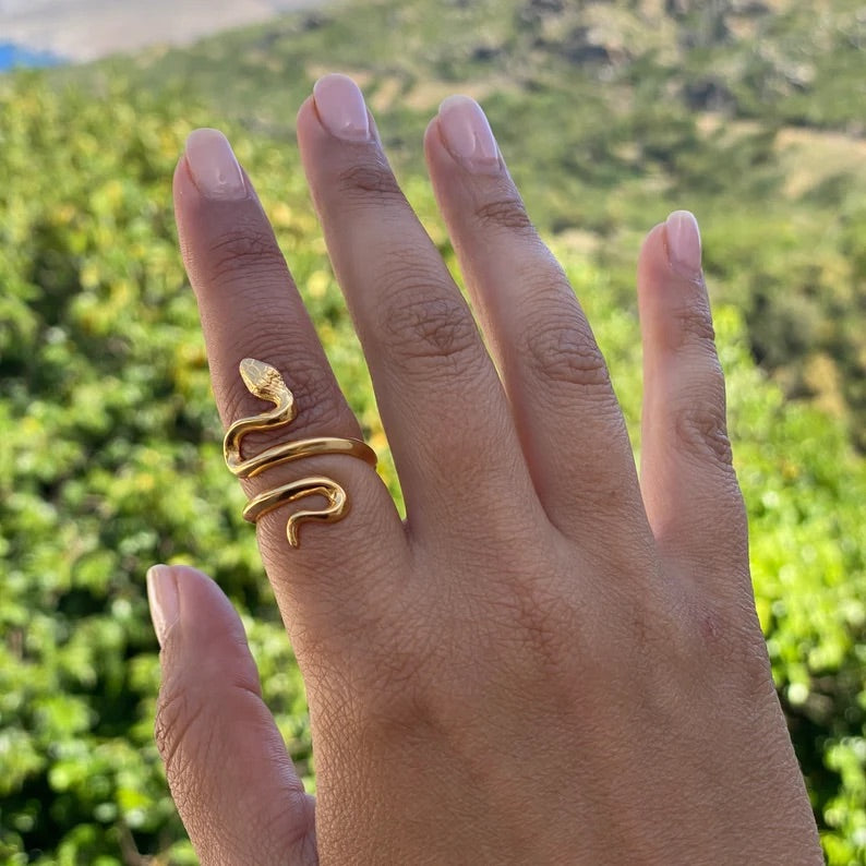 14K Yellow Gold Snake Wrap Ring — Inchoo Bijoux