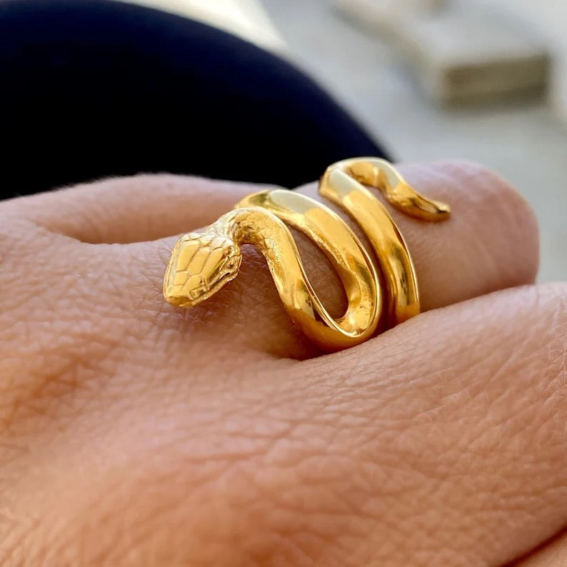 Gold Snake Animal Ring, Serpent Ring Snake Ring Animal Boho Ring Gold  Serpent Rings Dargon Snake Ring Wrap Rings, Adjustable Gold Ring, Ring -  Etsy
